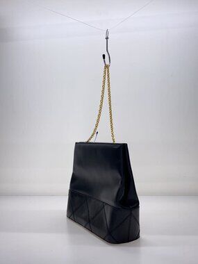 Salvatore Ferragamo Solid Leather Hobo Bag Black Gold Handbag Chain Black Gold